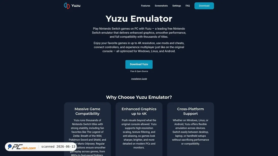 Screenshot of yuzu-emulator.cc