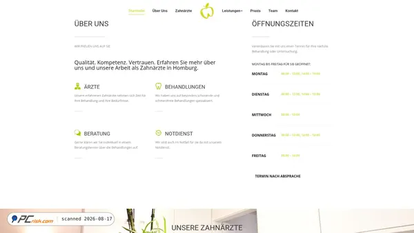 zahnarztpraxishartmann.de screenshot
