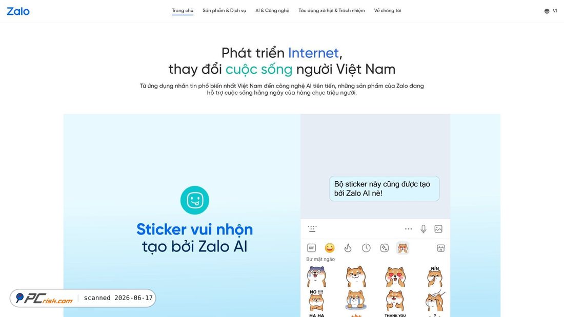 Screenshot of zalo.me