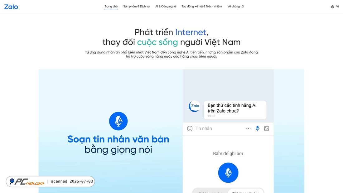 Screenshot of zaloapp.com
