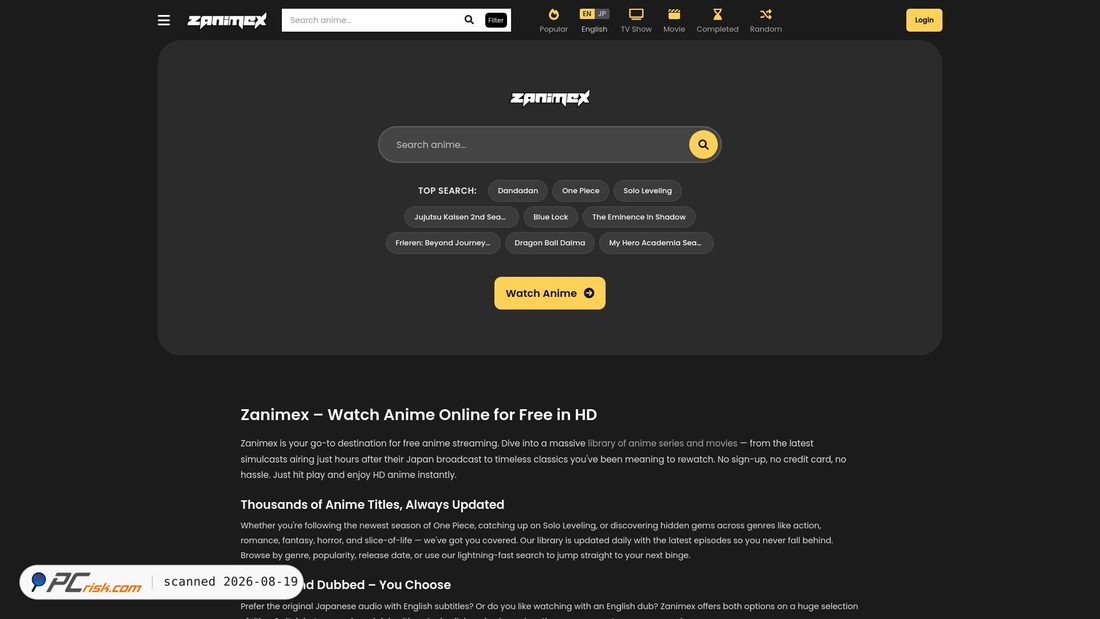 Screenshot of zanimex.com