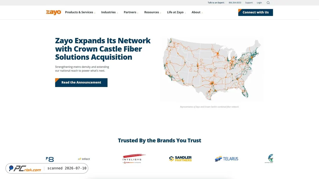 Screenshot of zayo.com