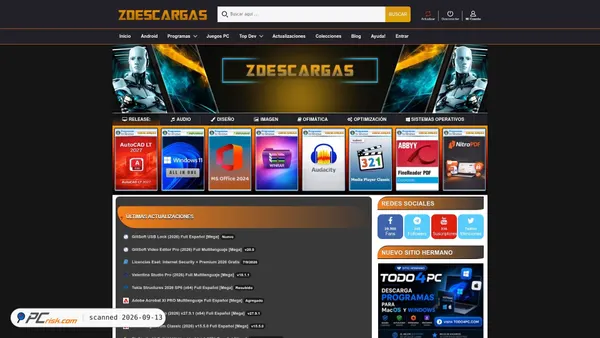 Captura de ecrã de zdescargas.org