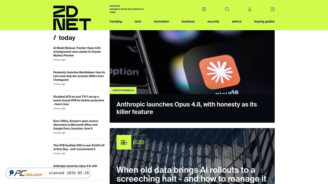 Screenshot of zdnet.com