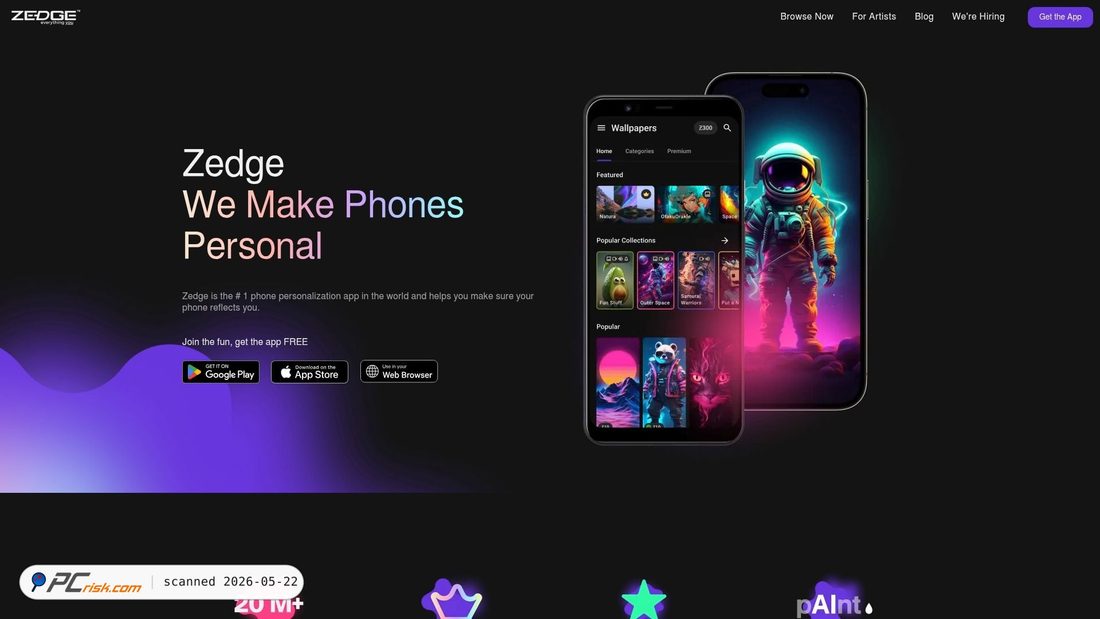 Screenshot of zedge.net
