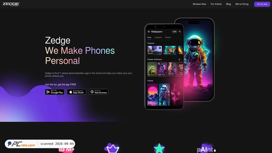 Screenshot von zedge.net