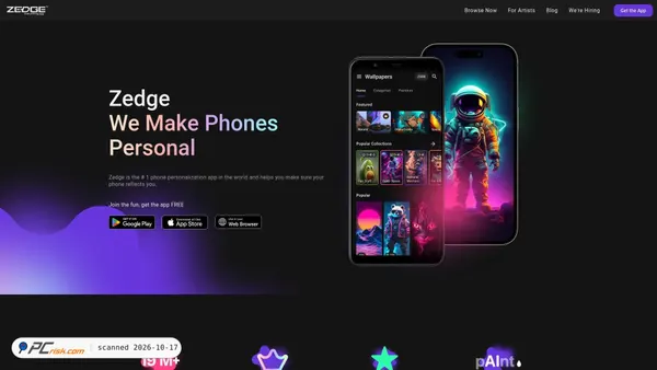Captura de ecrã de zedge.net