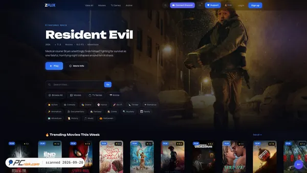 Screenshot van zflix.me