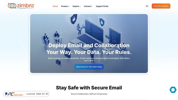 zimbra.com screenshot