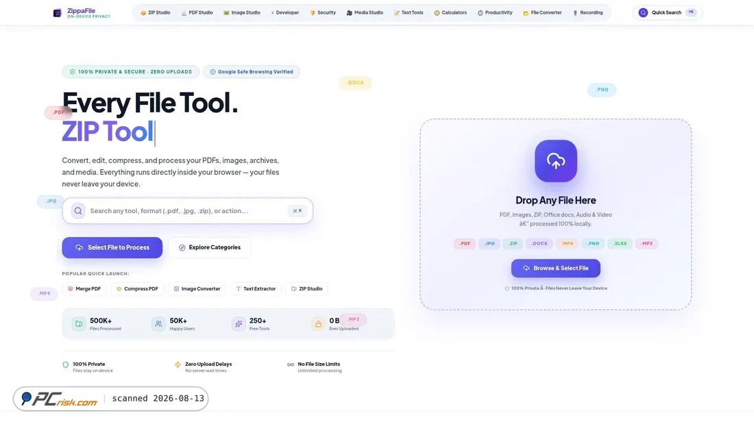 Screenshot of zippafile.com