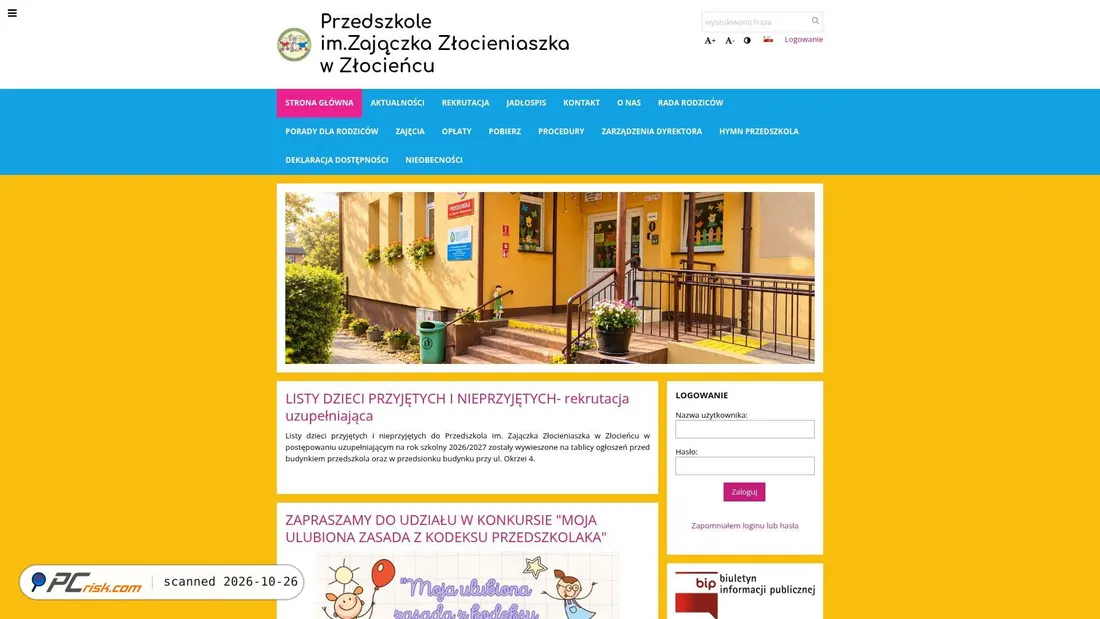Screenshot of zlocieniaszek.edupage.org