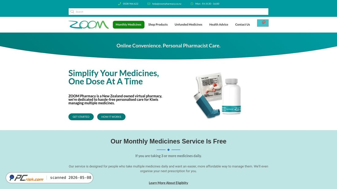 Zrzut ekranu zoompharmacy.co.nz